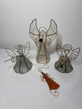 Glass & Metal Angel Ornament Set